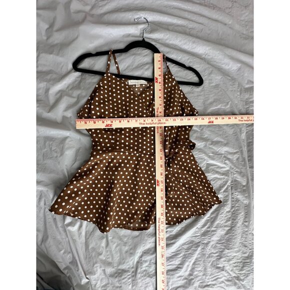 Monteau Womens Brown Blouse Medium Sleeveless polka dot wrap around polyester - Picture 7 of 7